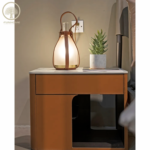 Table de Chevet en Cuir et Marbre Funhome