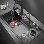 Évier de Cuisine Noir en Acier Inoxydable 304