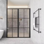 Cabine de Douche Pivotante en Verre Trempé Seawin avec Cadre en Aluminium Noir