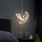 Lustre LED Cristal Design Soucoupe Minimaliste Doré pour Chambre et Salle à Manger