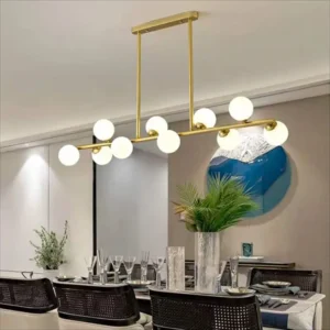 Lustre nordique design en verre linéaire E27 – éclairage intérieur élégant & moderne