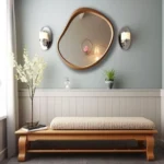 Grand miroir mural irrégulier – Cadre en bois massif, style moderne personnalisé