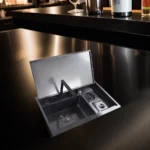 Évier noir nano-bar, comptoir à haute pression, inox, fente unique