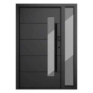 Porte d'entrée pivotante en aluminium de luxe, sécurité moderne pour villas